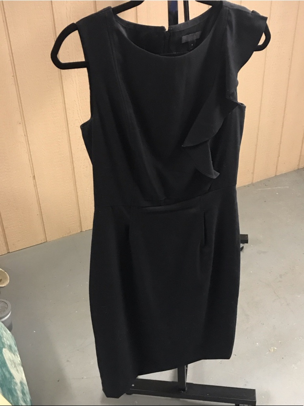 J. Crew Black Sleeveless Ruffle Sheath Mini Dress